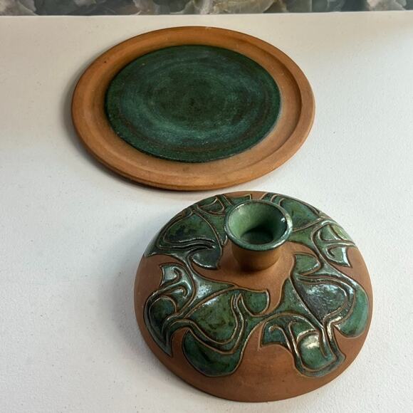 Vintage Dome Lid Butter Dish Art Studio Pottery Covered 2Piece Artist Signed 70s - Picture 4 of 14